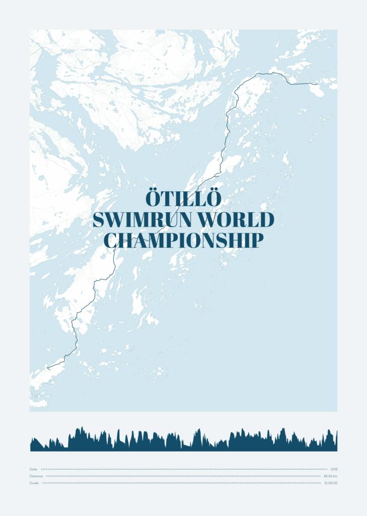 Map poster of the Ötillö 
Swimrun World 
Championship