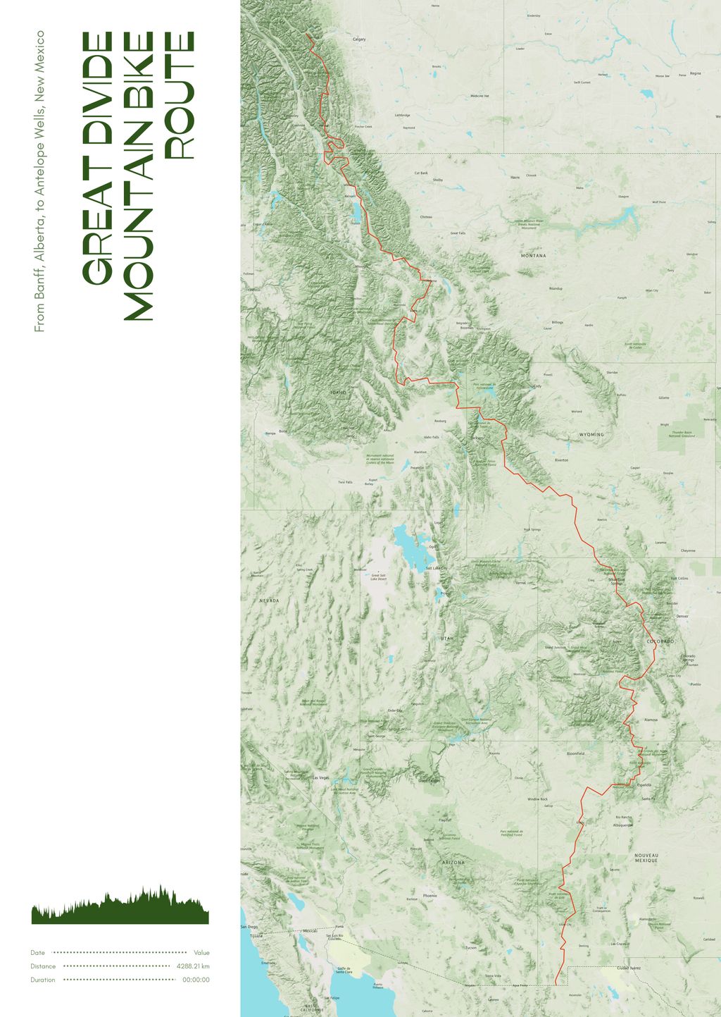 Map poster of the Great Divide
Mountain Bike 
Route