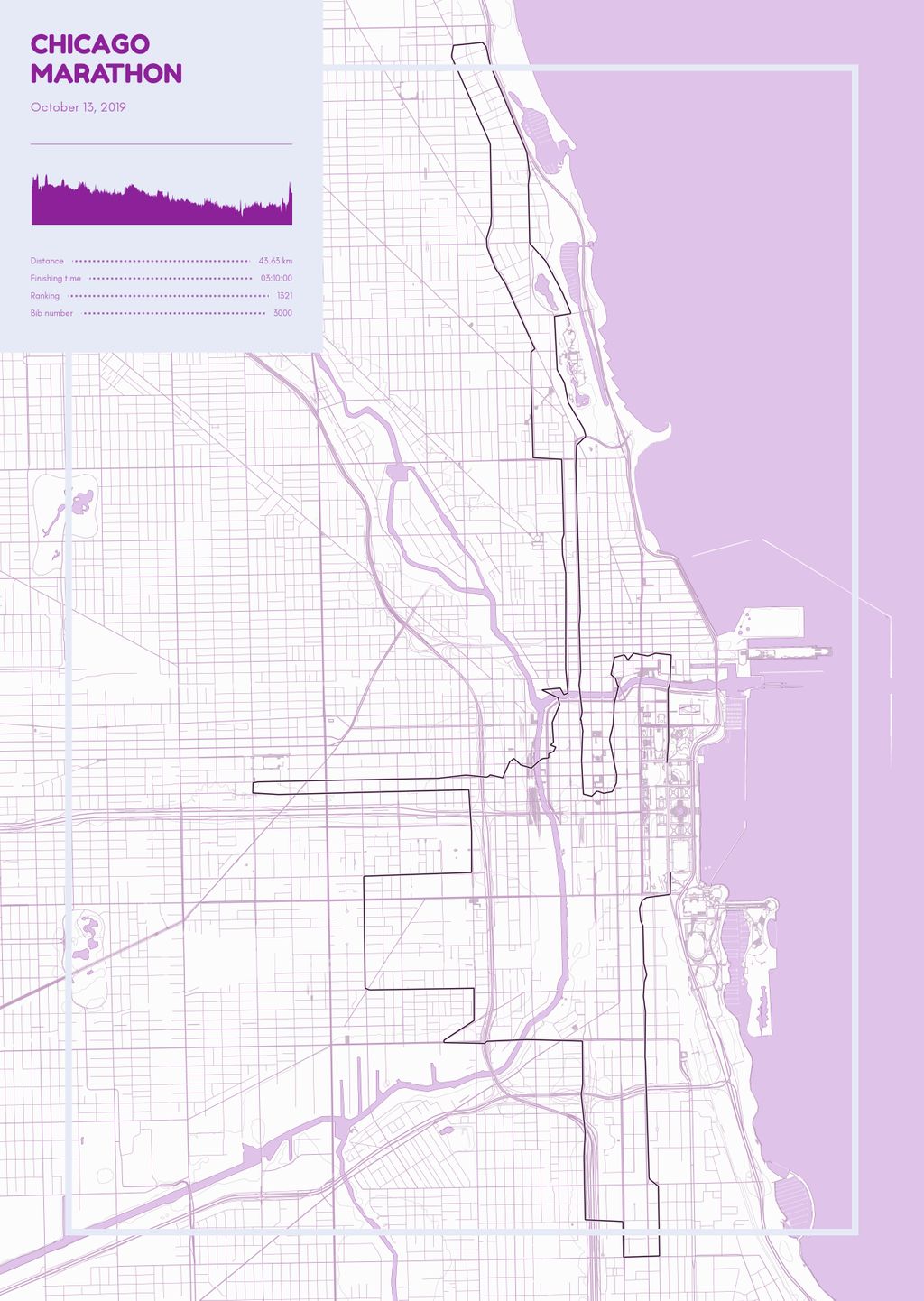 Poster cartographique du Chicago Marathon