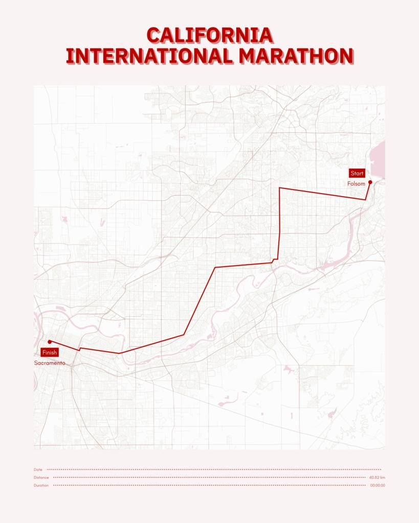 Poster cartographique du California 
International Marathon