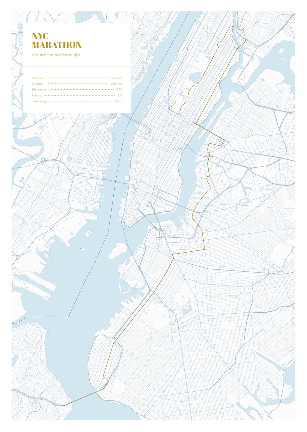 Póster con un mapa de NYC 
Marathon