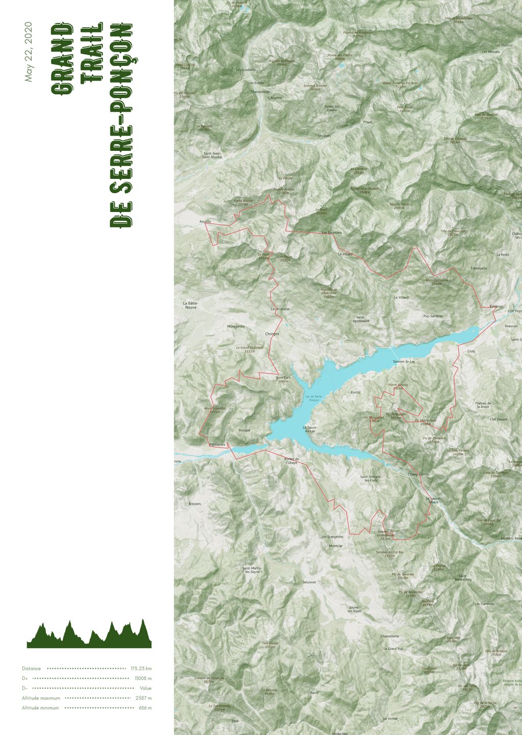 Poster cartographique du Grand 
Trail 
de Serre-Ponçon