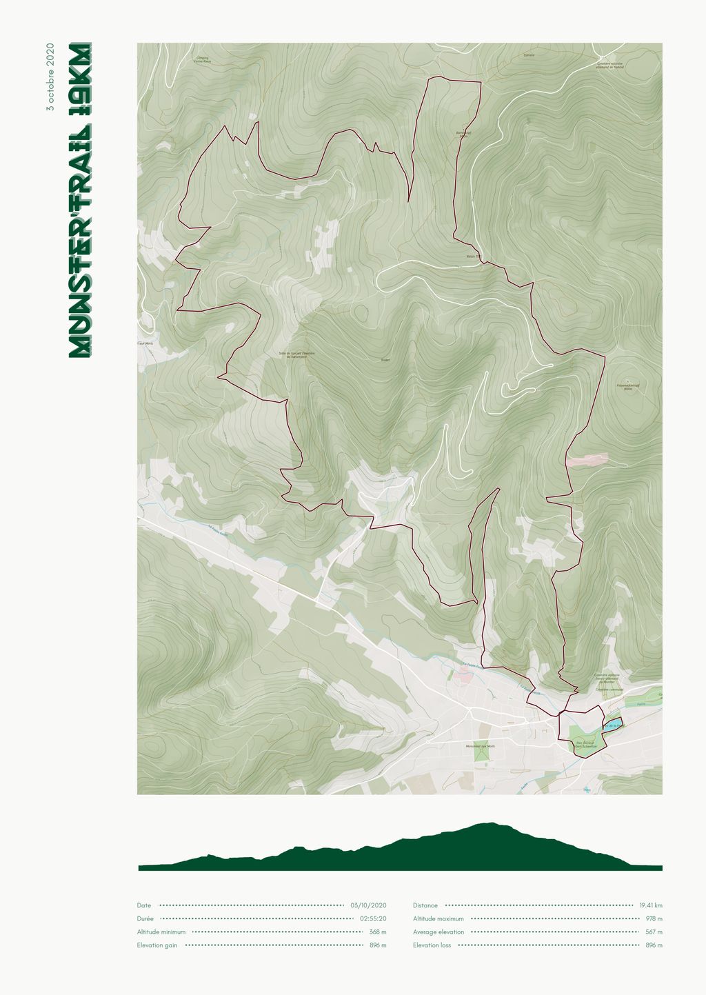 Póster con un mapa de Munster'Trail 19km