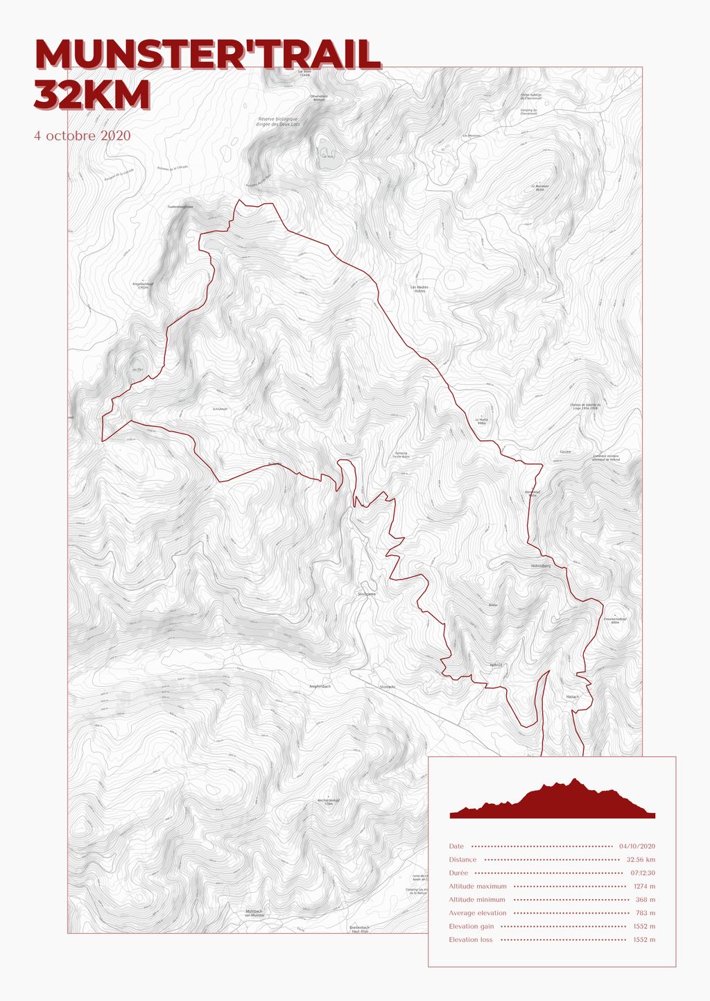 Poster cartographique du Munster'Trail 
32km