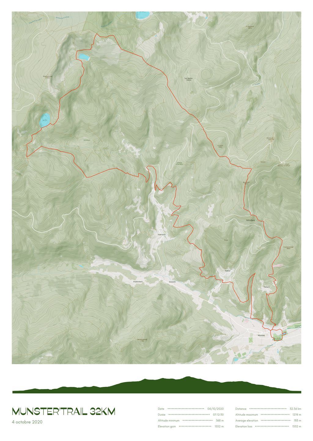 Póster con un mapa de Munster'Trail 32km