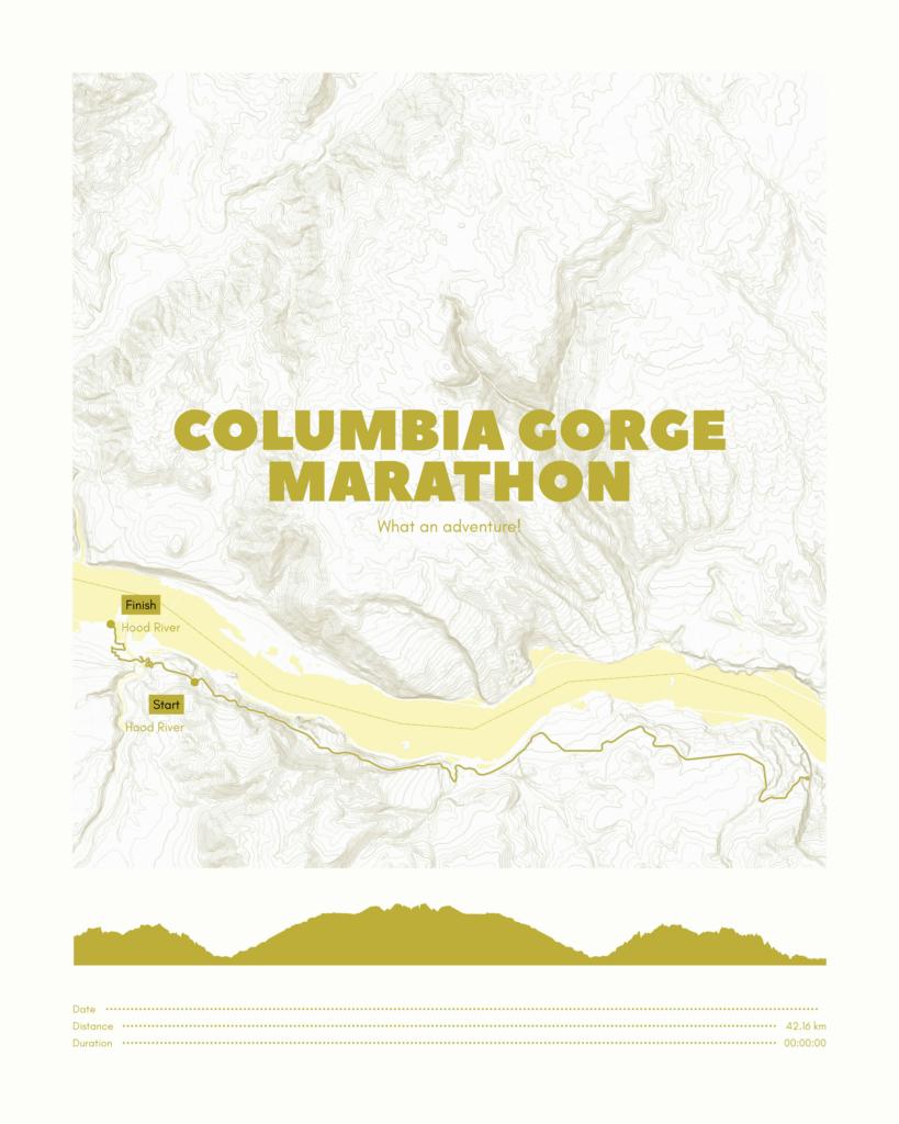 Póster con un mapa de Columbia Gorge Marathon