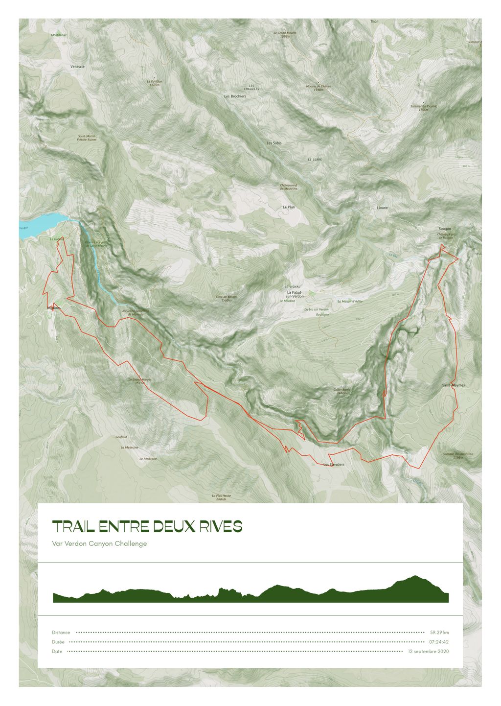 Poster cartographique du Trail entre deux rives