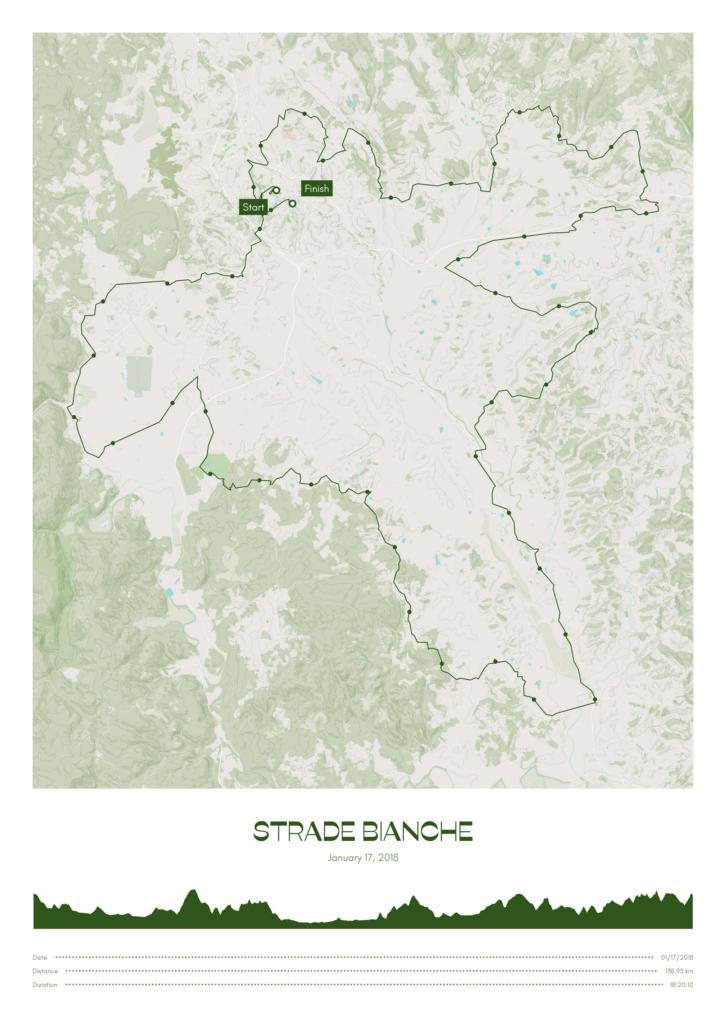 Map poster of the Strade Bianche