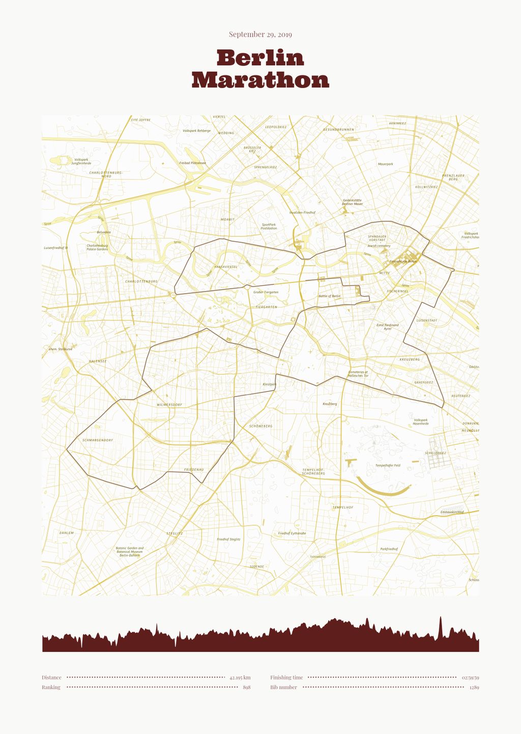 Póster con un mapa de Berlin 
Marathon