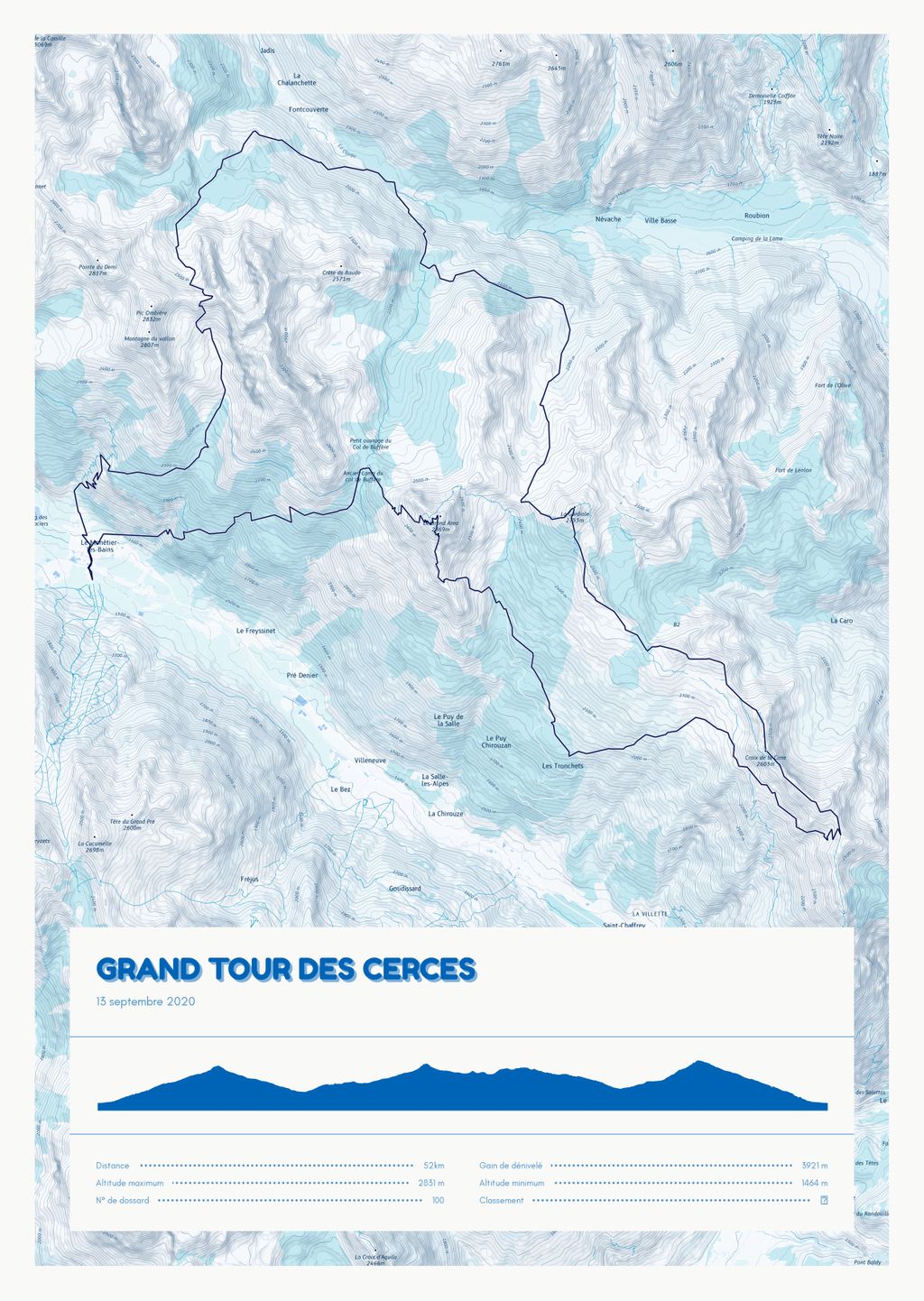 Poster cartographique du Grand Tour des Cerces
