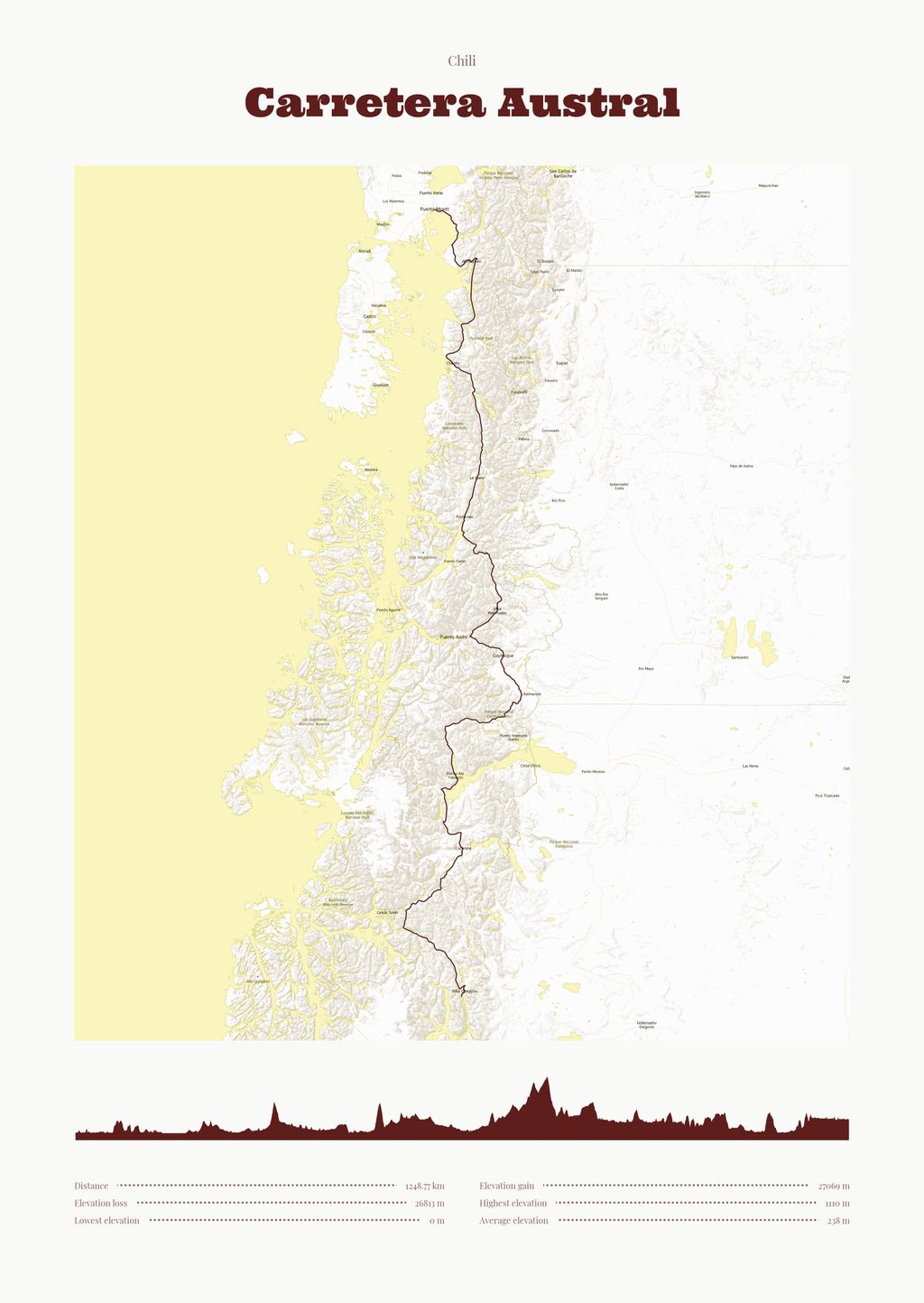Map poster of the Carretera Austral