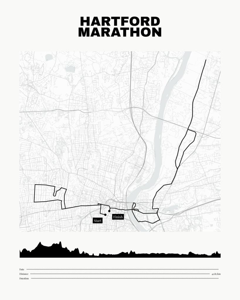 Póster con un mapa de Hartford 
Marathon