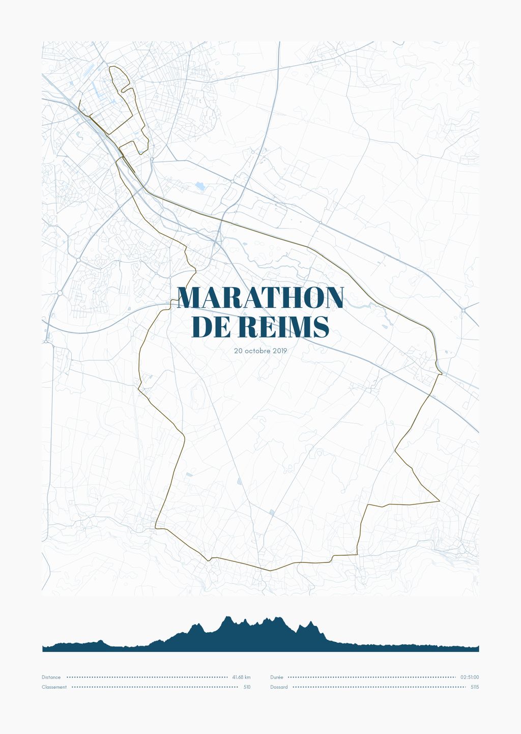 Map poster of the Marathon 
de Reims