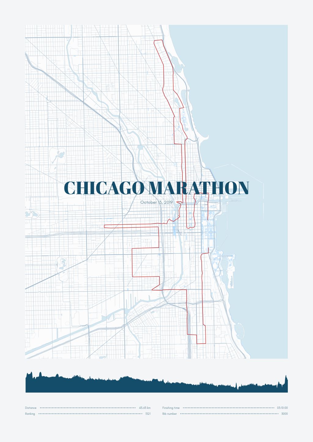 Map poster of the Chicago Marathon