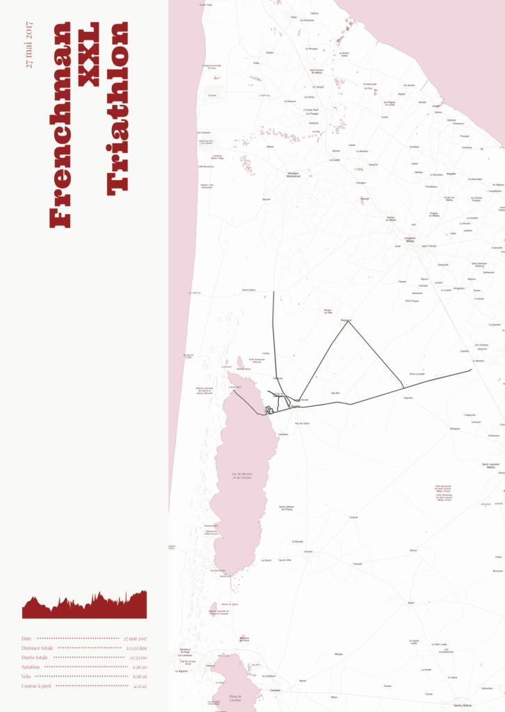 Póster con un mapa de Frenchman 
XXL 
Triathlon