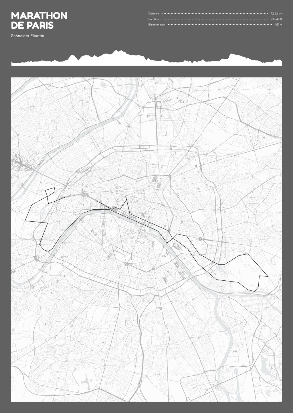 Map poster of the Marathon 
de Paris