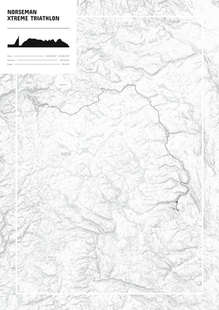 Póster con un mapa de Norseman 
Xtreme Triathlon