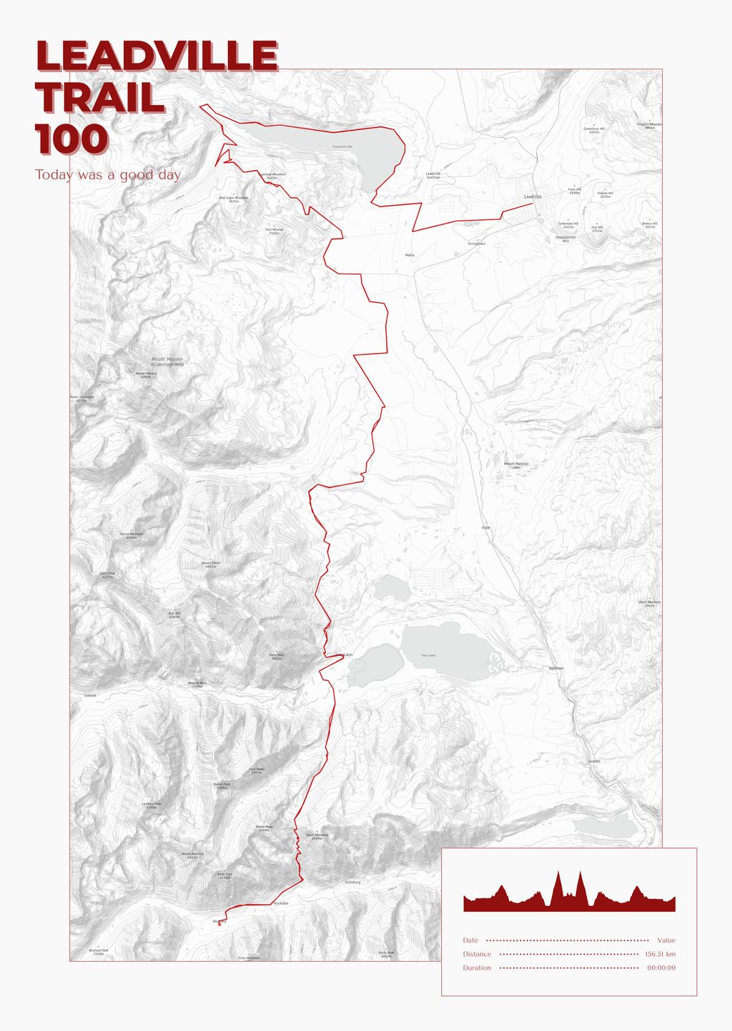Póster con un mapa de Leadville 
Trail 
100