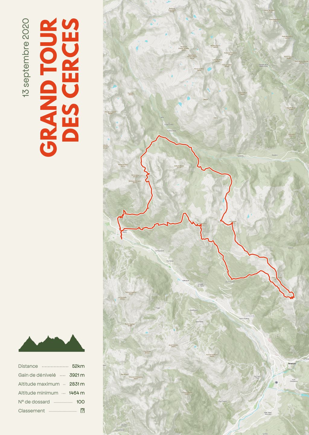 Map poster of the Grand Tour 
des Cerces