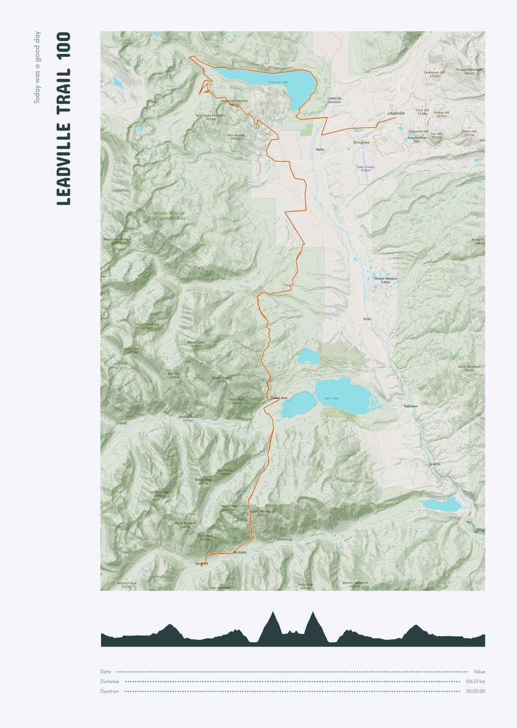 Poster cartographique du Leadville Trail 100